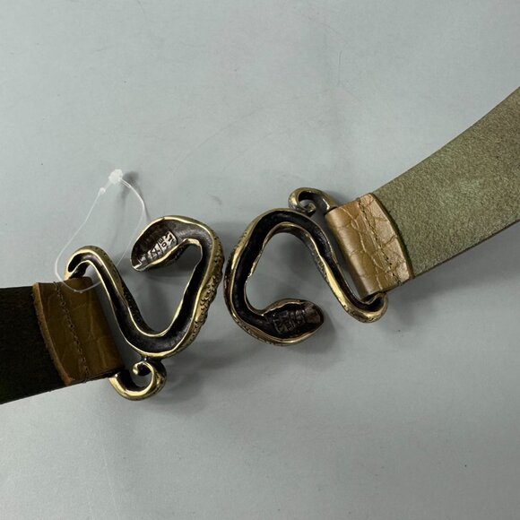 Vintage Arden B Light Tan Leather Snake Buckle Belt, Size M/L main image 5